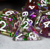Green & Purple 7-Dice Set | Swirl Foil Series Dice Semi-Translucent