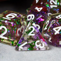 Green & Purple 7-Dice Set | Swirl Foil Series Dice Semi-Translucent