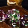 Green & Purple 7-Dice Set | Swirl Foil Series Dice Semi-Translucent