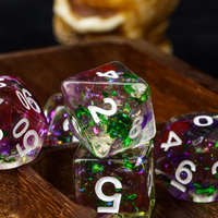 Green & Purple 7-Dice Set | Swirl Foil Series Dice Semi-Translucent