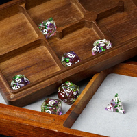 Green & Purple 7-Dice Set | Swirl Foil Series Dice Semi-Translucent