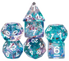 Blue & Teal 7-Dice Set | Swirl Foil Series Dice Semi-Translucent