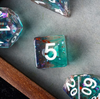 Blue & Teal 7-Dice Set | Swirl Foil Series Dice Semi-Translucent