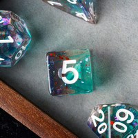Blue & Teal 7-Dice Set | Swirl Foil Series Dice Semi-Translucent