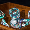 Blue & Teal 7-Dice Set | Swirl Foil Series Dice Semi-Translucent