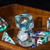 Blue & Teal 7-Dice Set | Swirl Foil Series Dice Semi-Translucent