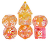Orange & Pink 7-Dice Set | Swirl Foil Series Dice Semi-Translucent