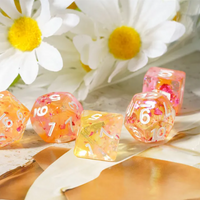 Orange & Pink 7-Dice Set | Swirl Foil Series Dice Semi-Translucent