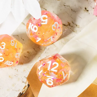 Orange & Pink 7-Dice Set | Swirl Foil Series Dice Semi-Translucent