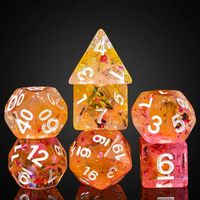 Orange & Pink 7-Dice Set | Swirl Foil Series Dice Semi-Translucent