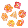 Orange & Pink 7-Dice Set | Swirl Foil Series Dice Semi-Translucent