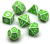 White & Green Magic Flame 7-Dice Set DND RPG Dice Green Color Fill