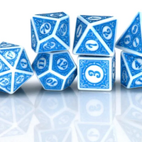 White & Blue Magic Flame 7-Dice Set DND RPG Dice Blue Color Fill