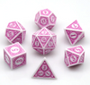 White & Purple Magic Flame 7-Dice Set DND RPG Dice Purple Color Fill