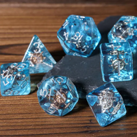 Nautical Odyssey Blue 7-Dice Set DND RPG Dice Gold Rudder Inclusion