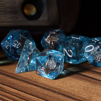 Nautical Odyssey Blue 7-Dice Set DND RPG Dice Gold Rudder Inclusion