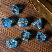 Nautical Odyssey Blue 7-Dice Set DND RPG Dice Gold Rudder Inclusion