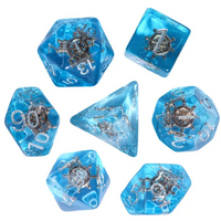 Nautical Odyssey Blue 7-Dice Set DND RPG Dice Gold Rudder Inclusion