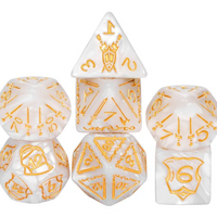 Giant Fighter Pearl Dice (7) with Gold Numbers JUMBO Dice Set (Available in Several Colors)