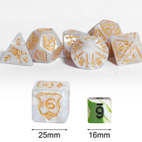 Giant Fighter Pearl Dice (7) with Gold Numbers JUMBO Dice Set (Available in Several Colors)