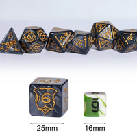 Giant Fighter Pearl Dice (7) with Gold Numbers JUMBO Dice Set (Available in Several Colors)