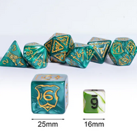 Giant Fighter Pearl Dice (7) with Gold Numbers JUMBO Dice Set (Available in Several Colors)