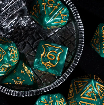 Giant Fighter Pearl Dice (7) with Gold Numbers JUMBO Dice Set (Available in Several Colors)