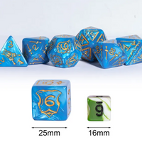 Giant Fighter Pearl Dice (7) with Gold Numbers JUMBO Dice Set (Available in Several Colors)