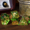 Nautical Odyssey Green 7-Dice Set DND RPG Dice Gold AnchorInclusion