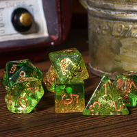 Nautical Odyssey Green 7-Dice Set DND RPG Dice Gold AnchorInclusion
