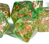 Nautical Odyssey Green 7-Dice Set DND RPG Dice Gold AnchorInclusion