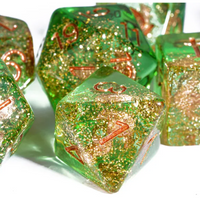 Nautical Odyssey Green 7-Dice Set DND RPG Dice Gold AnchorInclusion