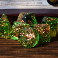 Nautical Odyssey Green 7-Dice Set DND RPG Dice Gold AnchorInclusion