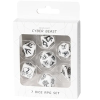 Unleash the Wild: Beast Dice - White 7-Dice Set with Black Beast Emblems for RPGs