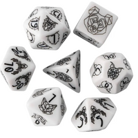 Unleash the Wild: Beast Dice - White 7-Dice Set with Black Beast Emblems for RPGs