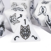 Unleash the Wild: Beast Dice - White 7-Dice Set with Black Beast Emblems for RPGs