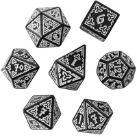 Celtic Knot Dice 7-Dice Set DND RPG Dice Druidic | White, Red, Orange, Yellow. Green, Blue