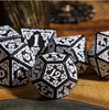 Celtic Knot Dice 7-Dice Set DND RPG Dice Druidic | White, Red, Orange, Yellow. Green, Blue