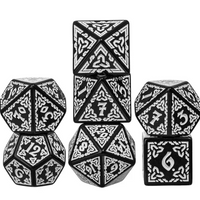 Celtic Knot Dice 7-Dice Set DND RPG Dice Druidic | White, Red, Orange, Yellow. Green, Blue