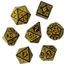 Celtic Knot Dice 7-Dice Set DND RPG Dice Druidic | White, Red, Orange, Yellow. Green, Blue
