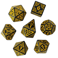 Celtic Knot Dice 7-Dice Set DND RPG Dice Druidic | White, Red, Orange, Yellow. Green, Blue