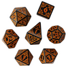 Celtic Knot Dice 7-Dice Set DND RPG Dice Druidic | White, Red, Orange, Yellow. Green, Blue