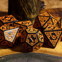 Celtic Knot Dice 7-Dice Set DND RPG Dice Druidic | White, Red, Orange, Yellow. Green, Blue