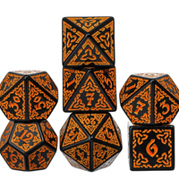 Celtic Knot Dice 7-Dice Set DND RPG Dice Druidic | White, Red, Orange, Yellow. Green, Blue