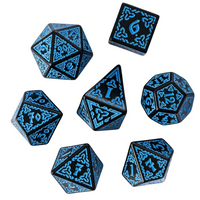 Celtic Knot Dice 7-Dice Set DND RPG Dice Druidic | White, Red, Orange, Yellow. Green, Blue