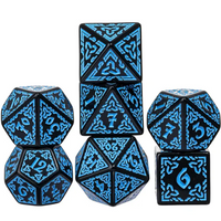 Celtic Knot Dice 7-Dice Set DND RPG Dice Druidic | White, Red, Orange, Yellow. Green, Blue