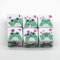 Frog Dice | Printed d6 Dice Featuring Cute Green Frog Numbered