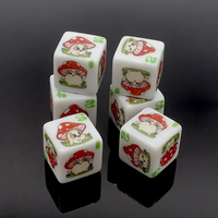 (White) Mushroom Dice | Printed d6 Dice Featuring Cute Mushroom Numbered