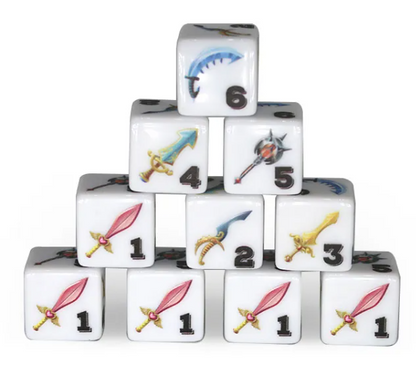 (White) Sword Dice – Fantasy Weapon d6 Dice Set