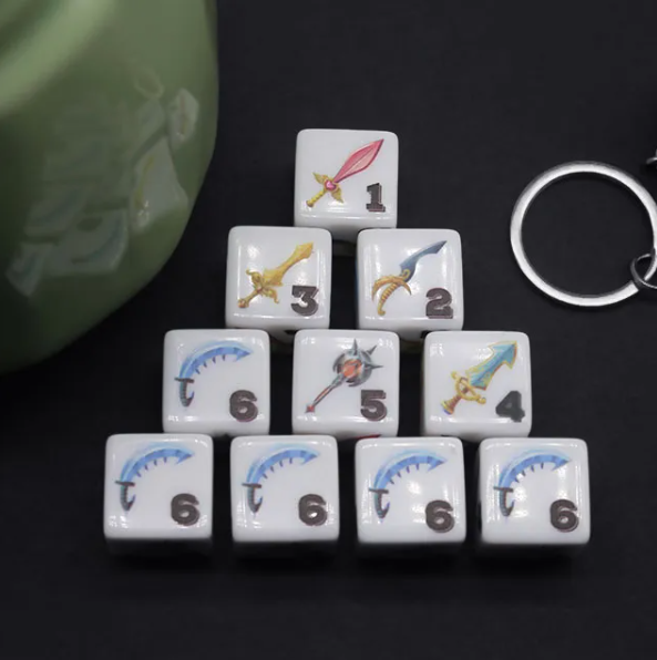(White) Sword Dice – Fantasy Weapon d6 Dice Set